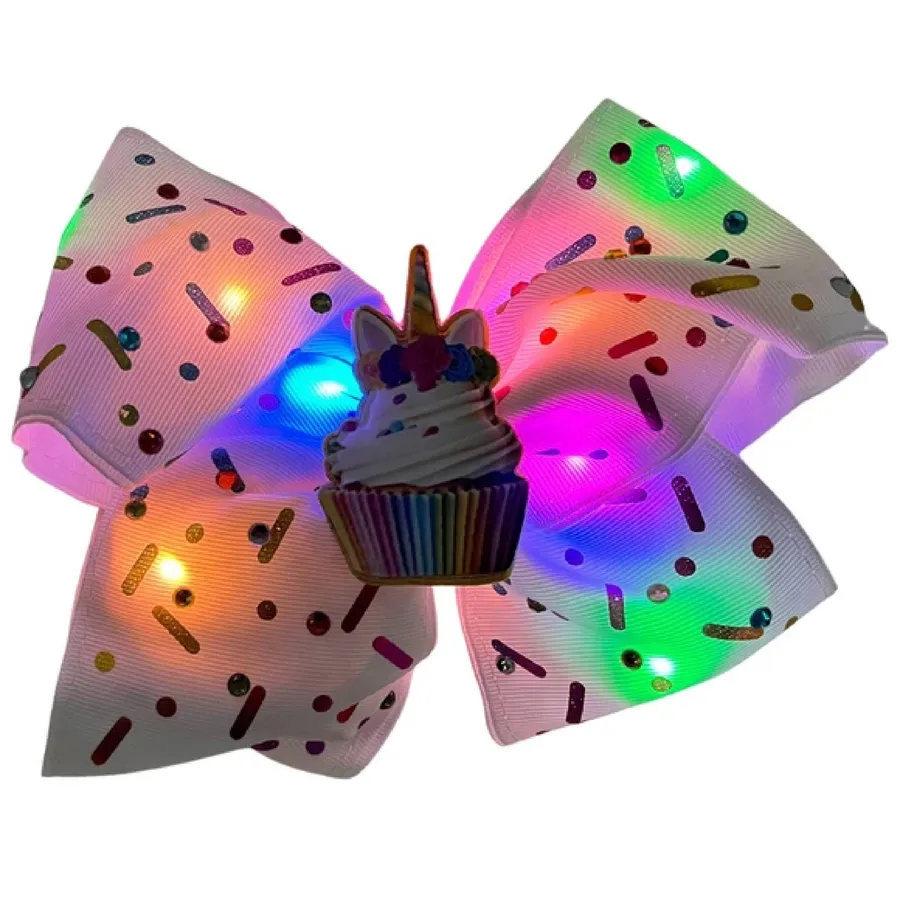 Cupcake Design Light Up Hair Bow Clip For Kids — wholesale Apparel & Accessories by the case