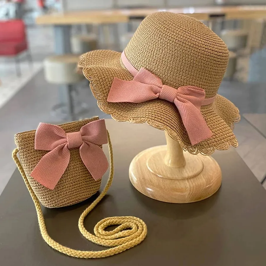 Sunshade Straw Beach Hat For Kids - Assorted — wholesale Apparel & Accessories by the case