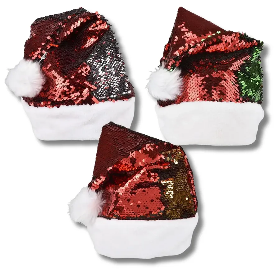 Red Christmas Flip Sequin Santa Hat 16" — wholesale Seasonal & Holiday by the case
