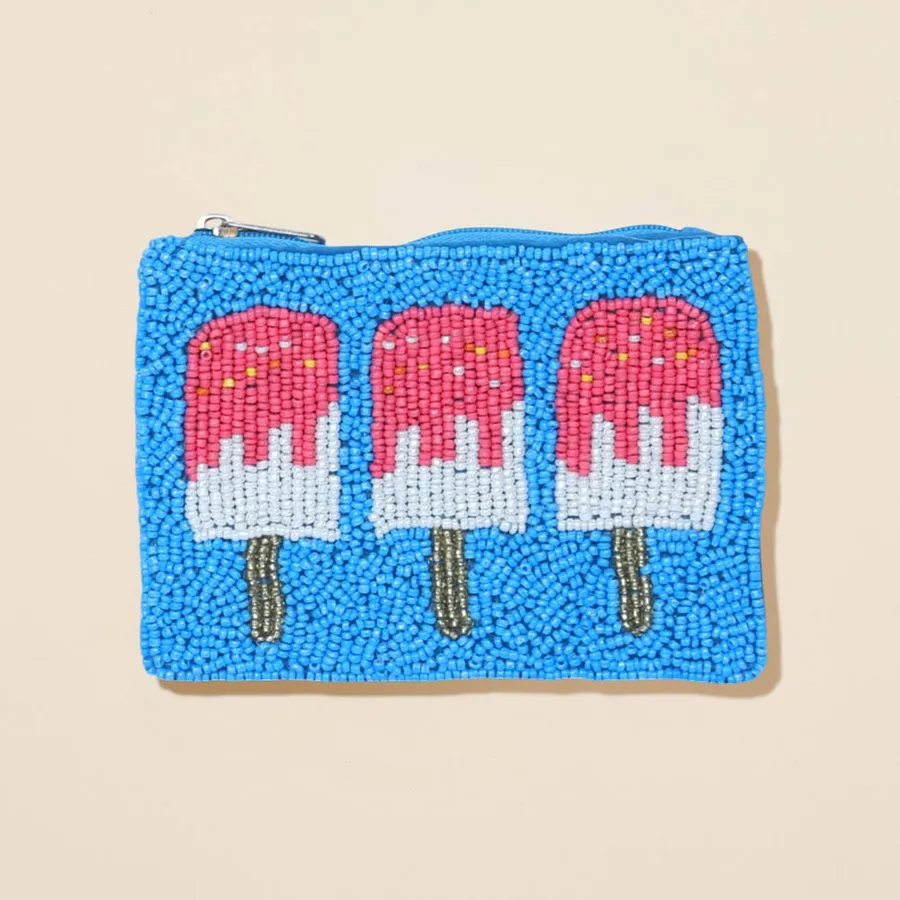 Ice Cream Themed Seed Beaded Mini Pouch Bag - Assorted — wholesale Bags & Backpacks by the case