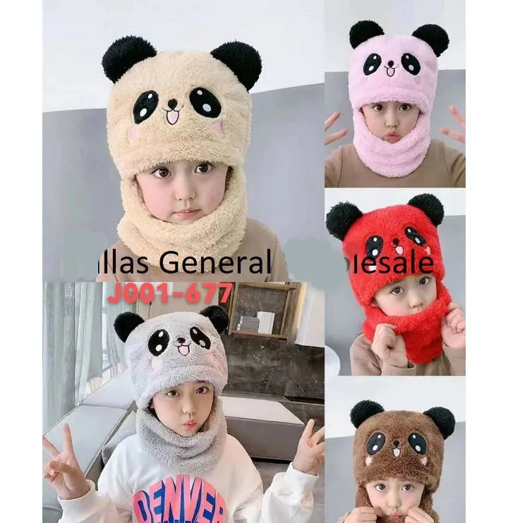 Kids Fuzzy Panda Hat & Neck Scarf — wholesale Apparel & Accessories by the case