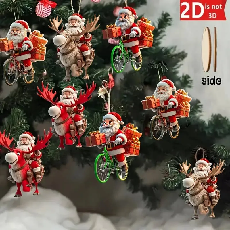 24PCS Wooden Christmas Tree Ornaments – Santa Figurines — wholesale Seasonal & Holiday by the case