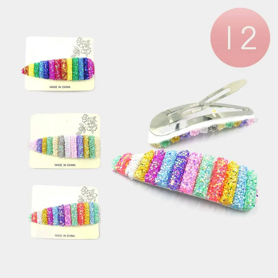 Colorful Rainbow Glitter Flake Snap Clips Vibrant Sparkle — wholesale More Wholesale Goods by the case