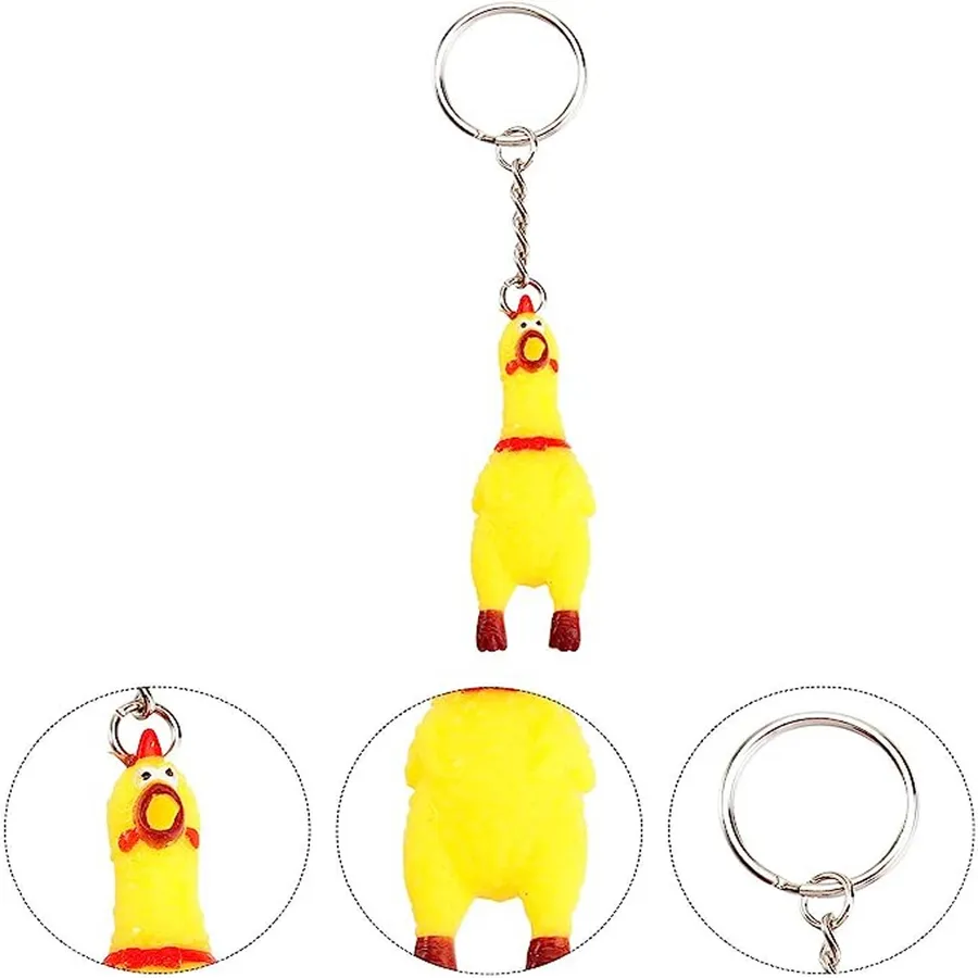 Easter Rubber Chicken Keychain - Whimsical Novelty Pendant — wholesale Keychains & Charms by the case