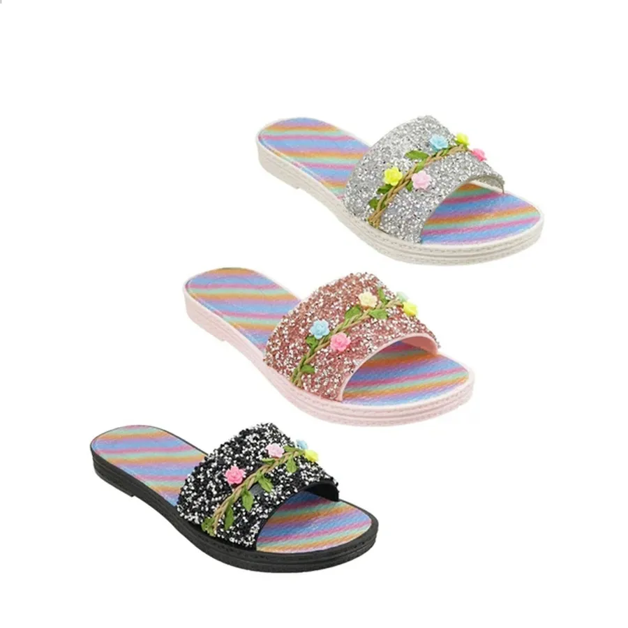 Women's Floral Slides - Rainbow Summer Slip-On Sandals, Sizes 6-10 — wholesale More Wholesale Goods by the case