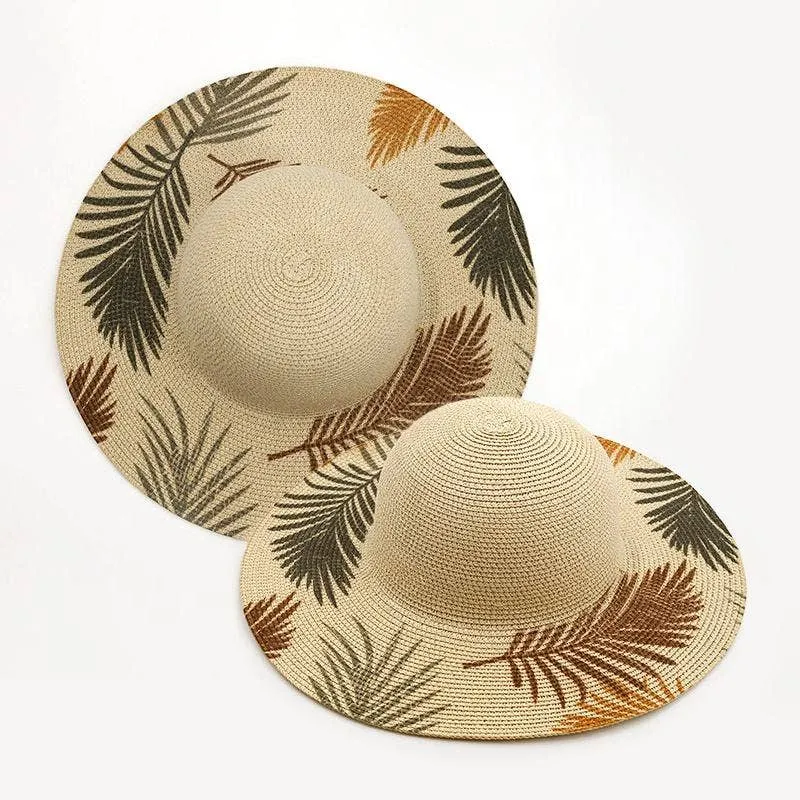 Leaf Printed Summer Beach Straw Hat — wholesale Apparel & Accessories by the case