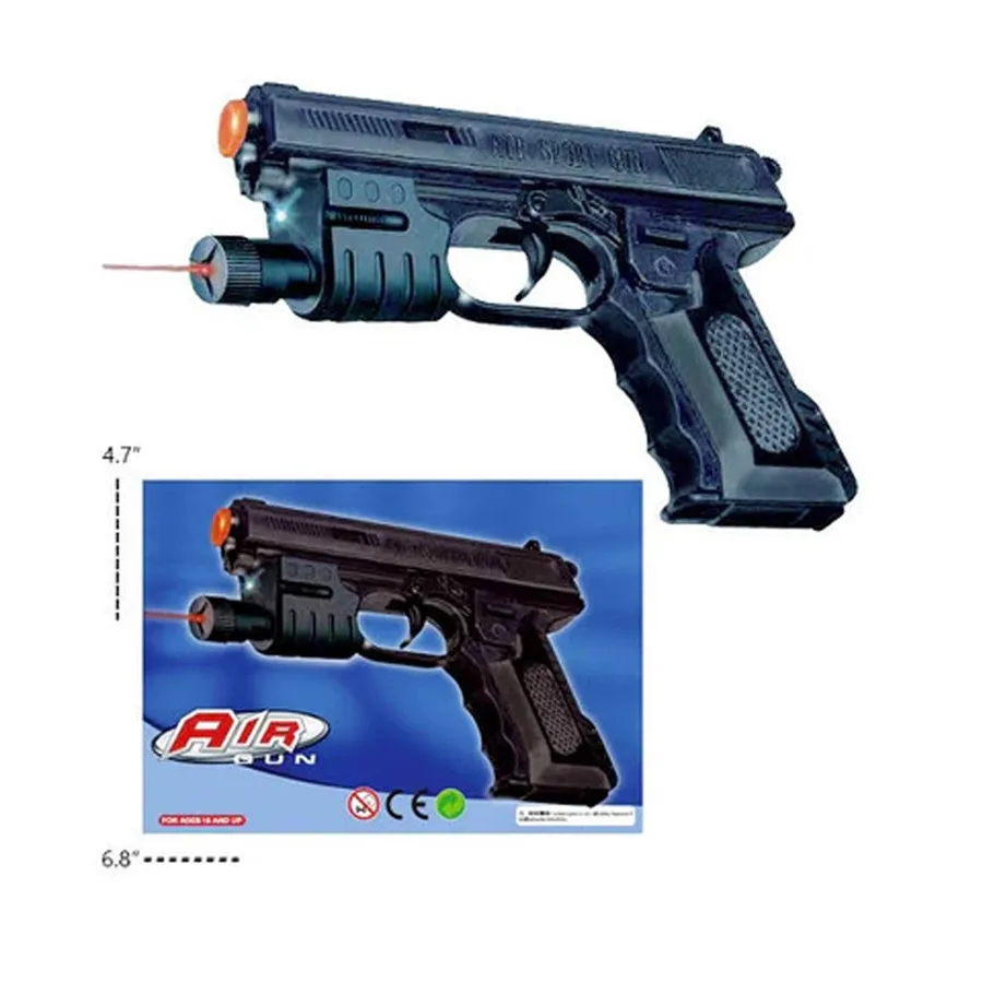 Wholesale 6.5-Inch Black Plastic Airsoft BB Gun with Laser for Kids - Safe & Fun Shooting (Sold By Piece) — wholesale Toys & Games by the case