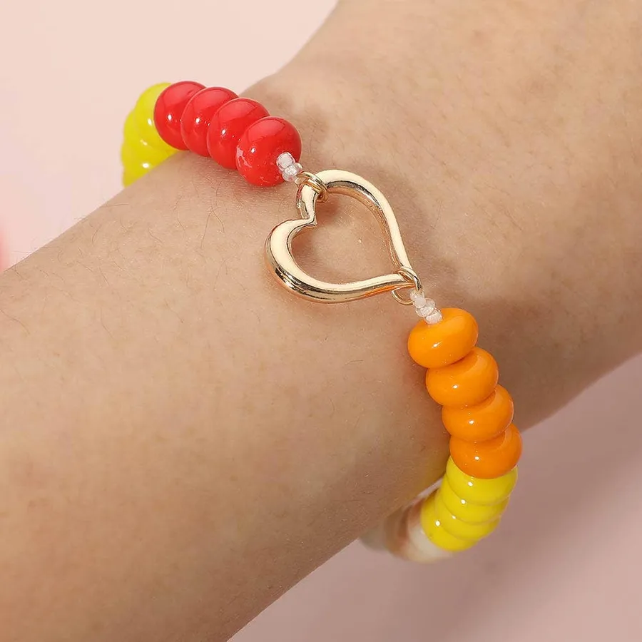 Open Heart Beaded Stretch Bracelet - Assorted — wholesale Apparel & Accessories by the case
