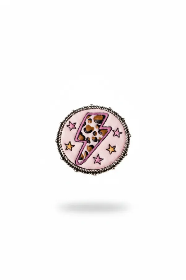 Pink Tooled Leather Lightning Bolt Hair Tie - Western Style Hair Accessories for Boutique and Salon — wholesale Apparel & Accessories by the case