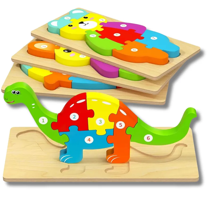 Montessori Jigsaw Wooden Puzzles Kids Toy- Assorted — wholesale Toys & Games by the case