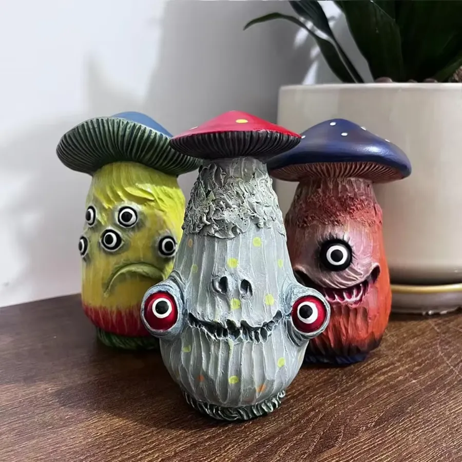 Skull Mushroom Resin Monster Sculpture Decor — wholesale Home & Décor by the case