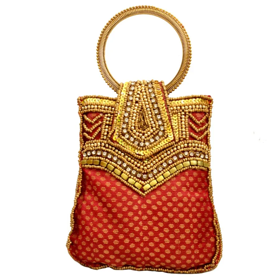 New Red Pouch Bag With Golden Design — wholesale Bags & Backpacks by the case