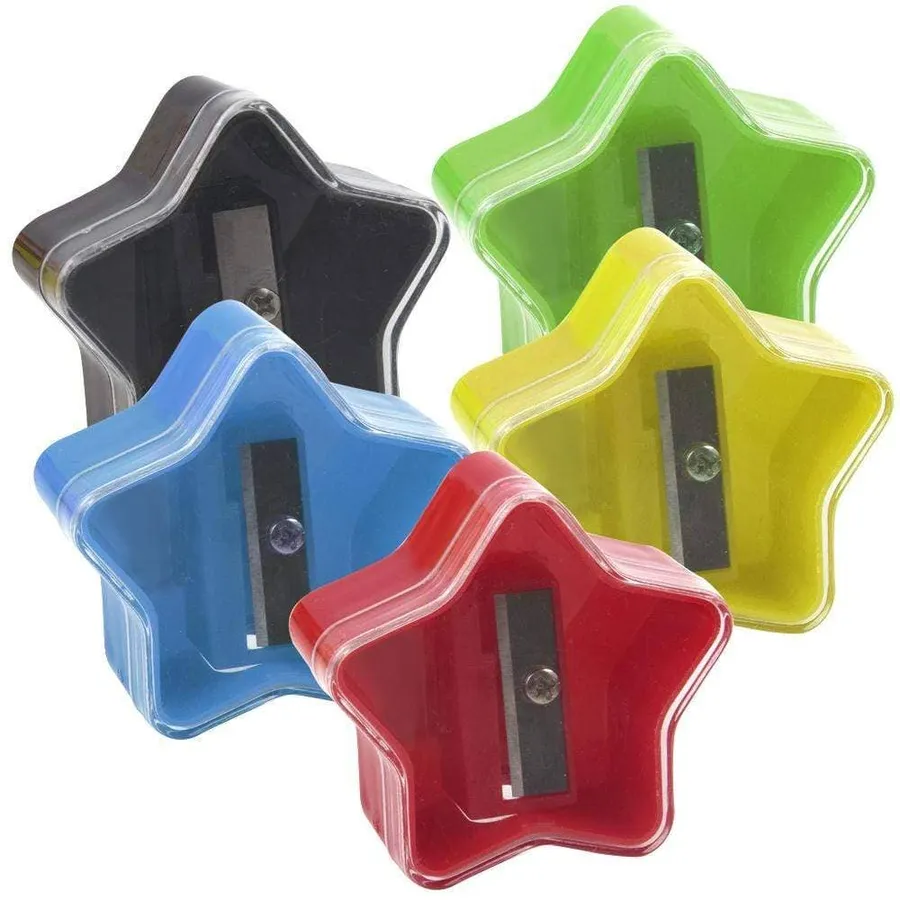 Star Pencil Sharpener with Cover - Assorted Colors — wholesale Stationery & Office by the case