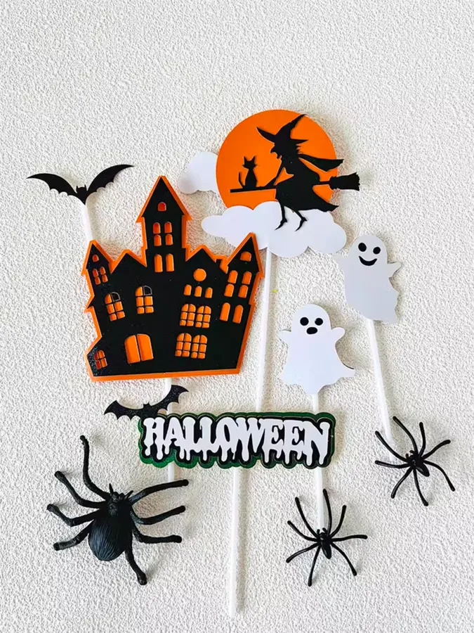 Black Spider Bat Ghost Party cake toper — wholesale Party & Gifts by the case