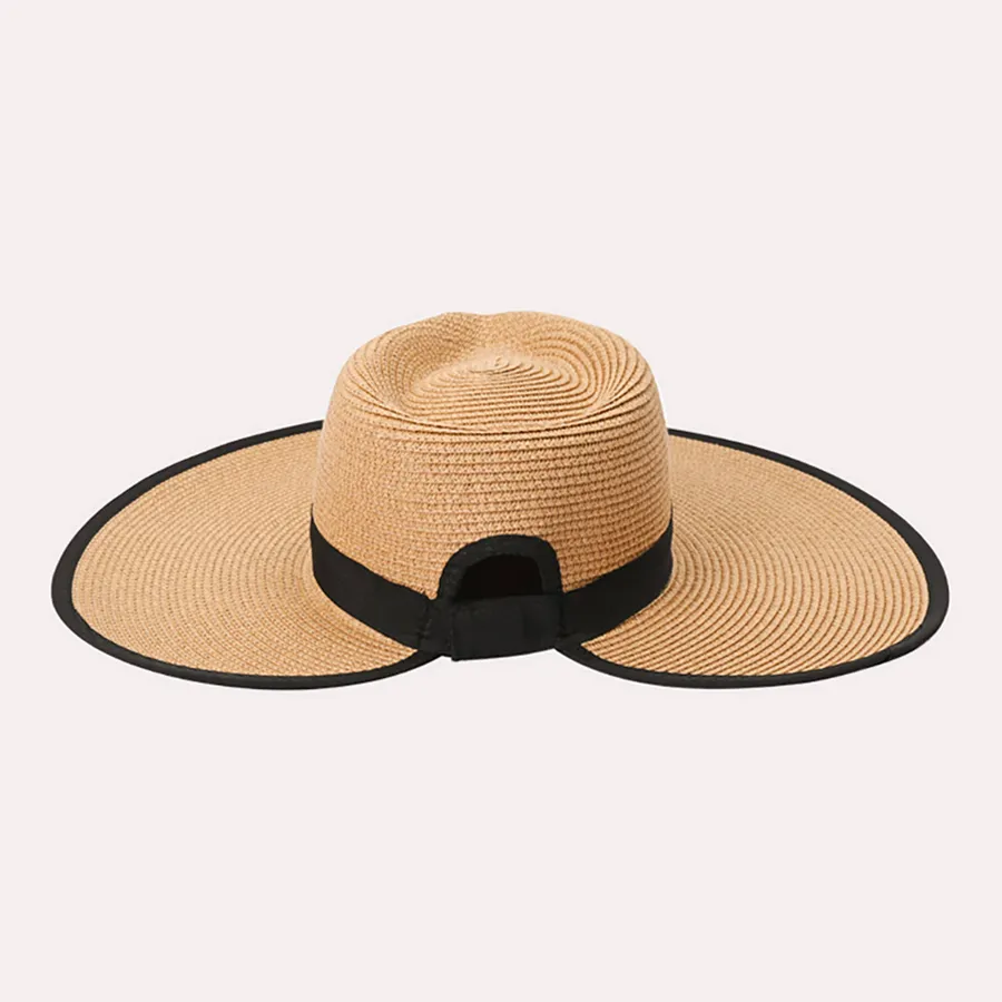 Black Band Trimmed Fashionable Straw Sun Hat — wholesale Apparel & Accessories by the case