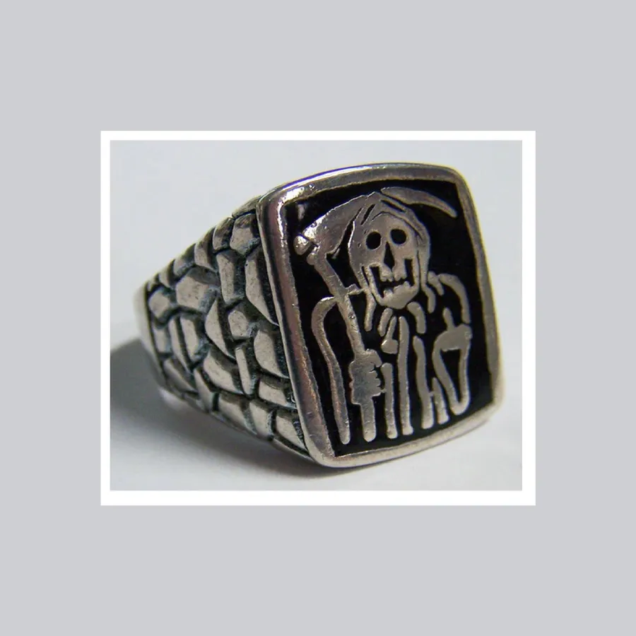 Wholesale Black Impressed Grim Reaper Design Metal Biker Ring - Embrace the Darkness — wholesale More Wholesale Goods by the case