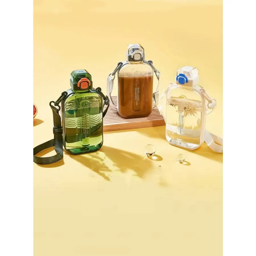 Portable Flat Square Clear Water Bottle - Assorted — wholesale Kitchen & Drinkware by the case