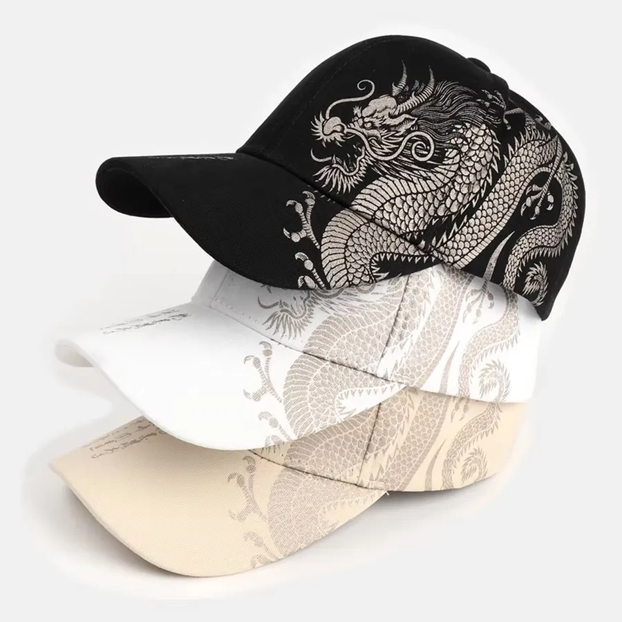 Golden Dragon Printing Baseball Cap - Assorted — wholesale Apparel & Accessories by the case
