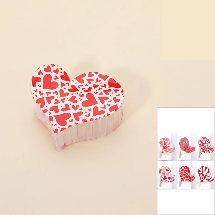 Heart Patterned Hair Claw Clips - Assorted — wholesale Apparel & Accessories by the case