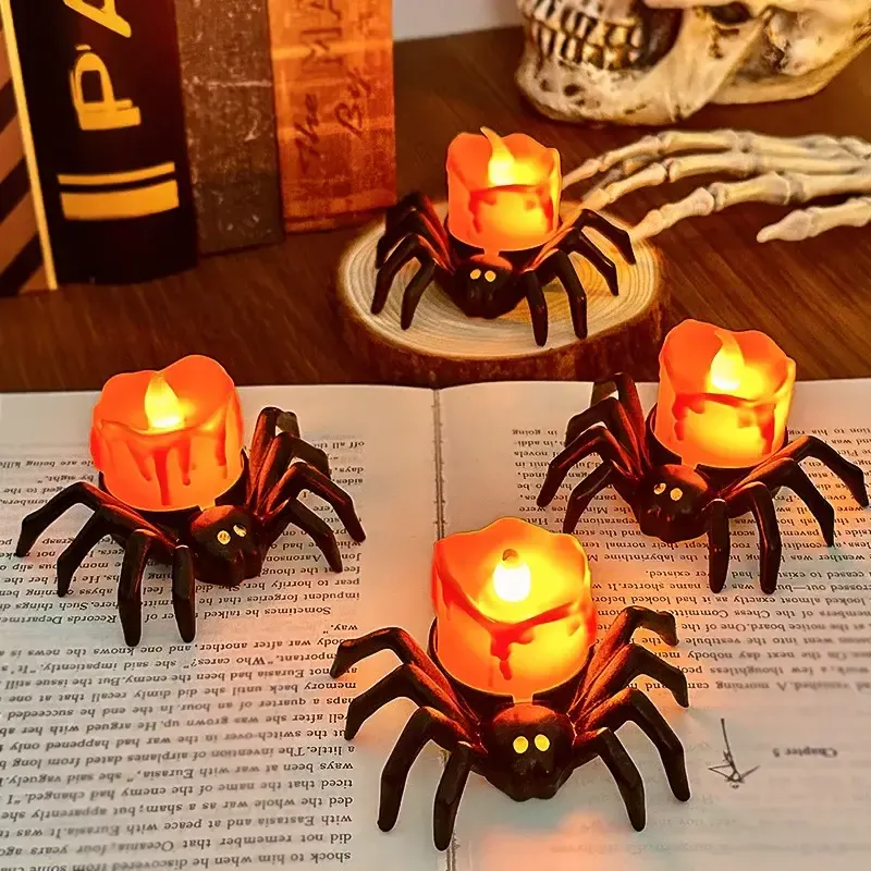 Plastic Spider Pumpkin Candle Lamp For Halloween — wholesale Seasonal & Holiday by the case