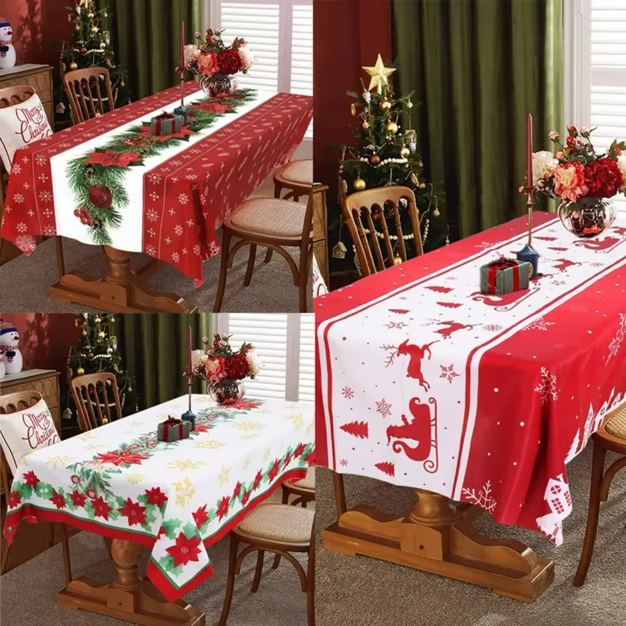 Christmas Tablecloth - Festive Holiday Pattern, Stain-Resistant Cotton Blend — wholesale Seasonal & Holiday by the case