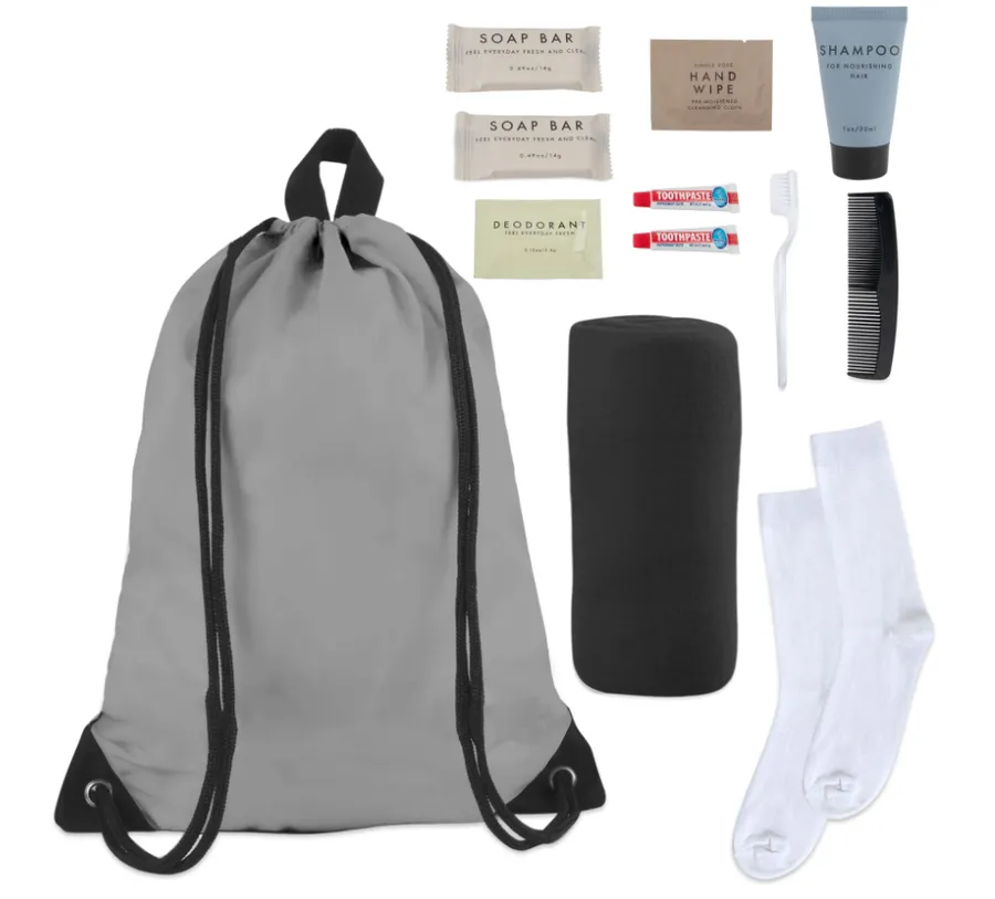 10-Piece Hygiene Kit with Backpack, Blanket & More — wholesale Bags & Backpacks by the case