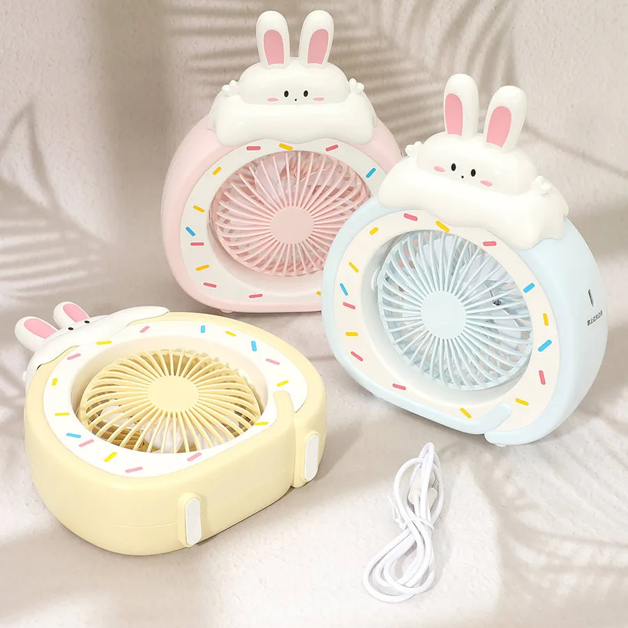 Mini Desk Fan - Cute Bunny USB Rechargeable Portable Fan, Assorted — wholesale Tech & Gadgets by the case