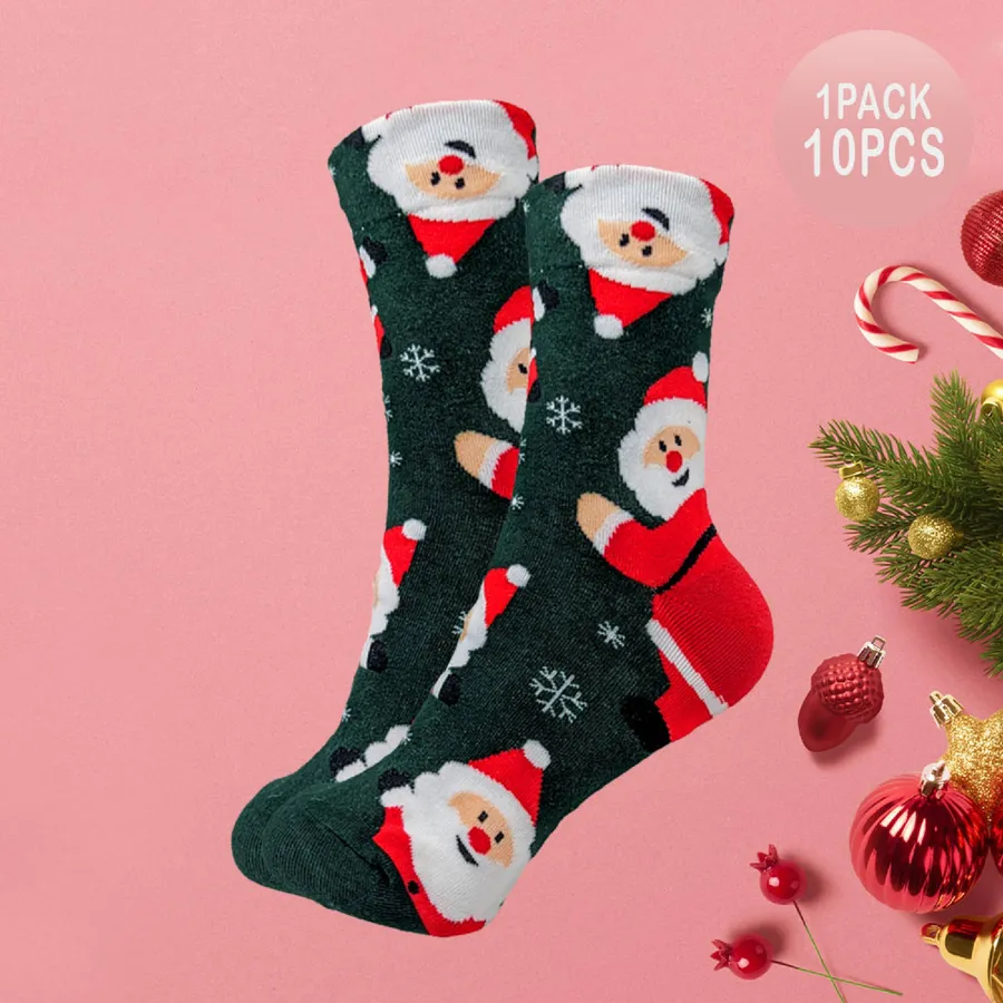 Festive Christmas Fleece Socks for Women Slip Print for Cozy — wholesale Seasonal & Holiday by the case