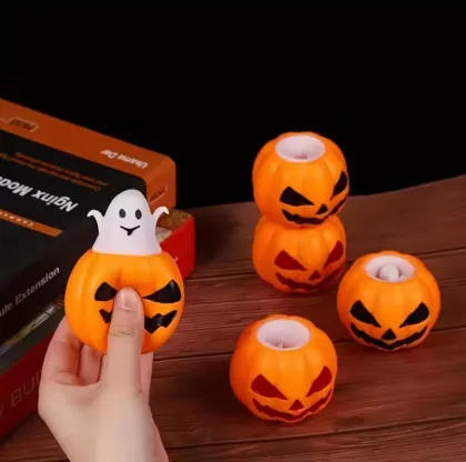 Jack-O-Lantern Pumpkin Stress Ball - Spooky Halloween Squishy Toy for Kids (Bulk) — wholesale Fidgets & Sensory by the case
