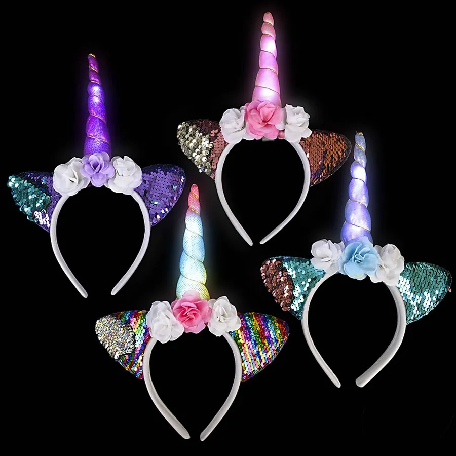 Light-Up Unicorn Flower Headband For Kids — wholesale Apparel & Accessories by the case