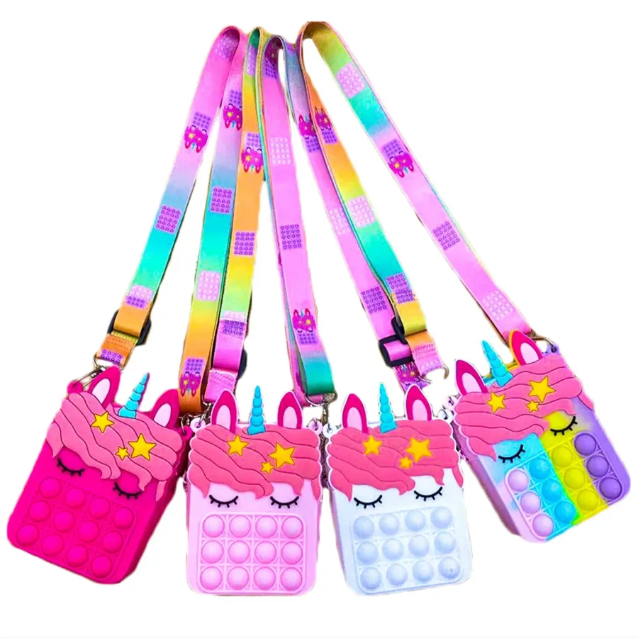 Unicorn Pop it Fidget Stocking Stuffer Girl's Purse — wholesale Fidgets & Sensory by the case