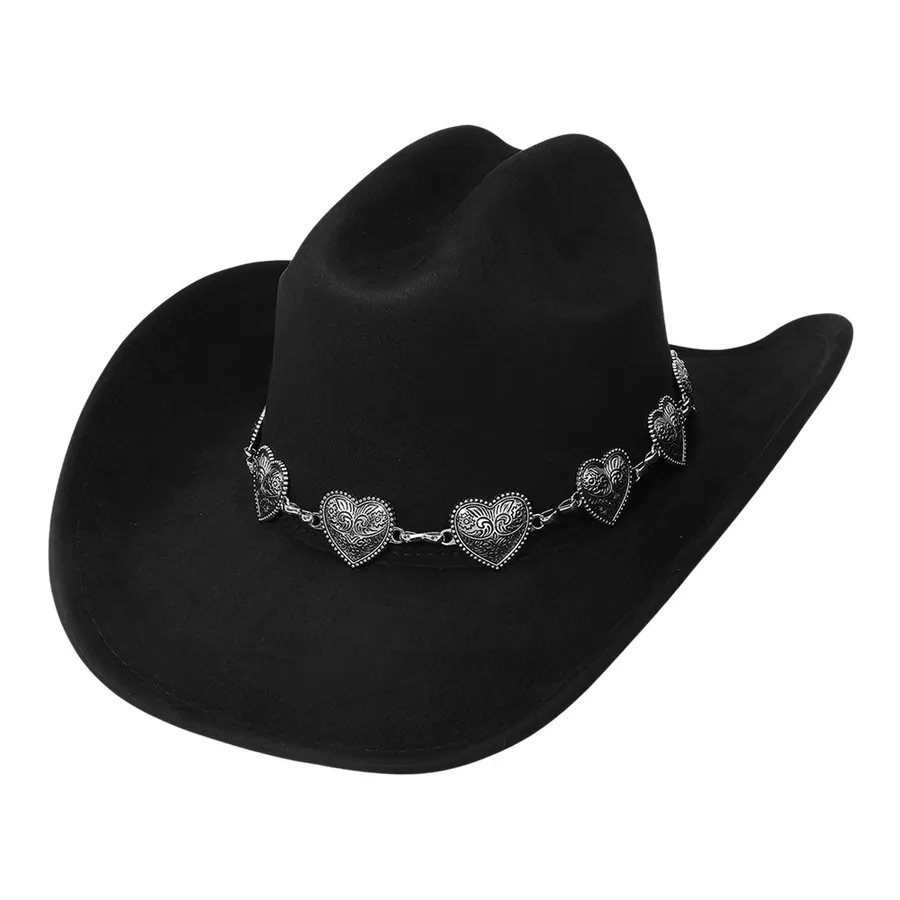 Western Heart Band Cowboy Fedora Hat - Assorted — wholesale Apparel & Accessories by the case