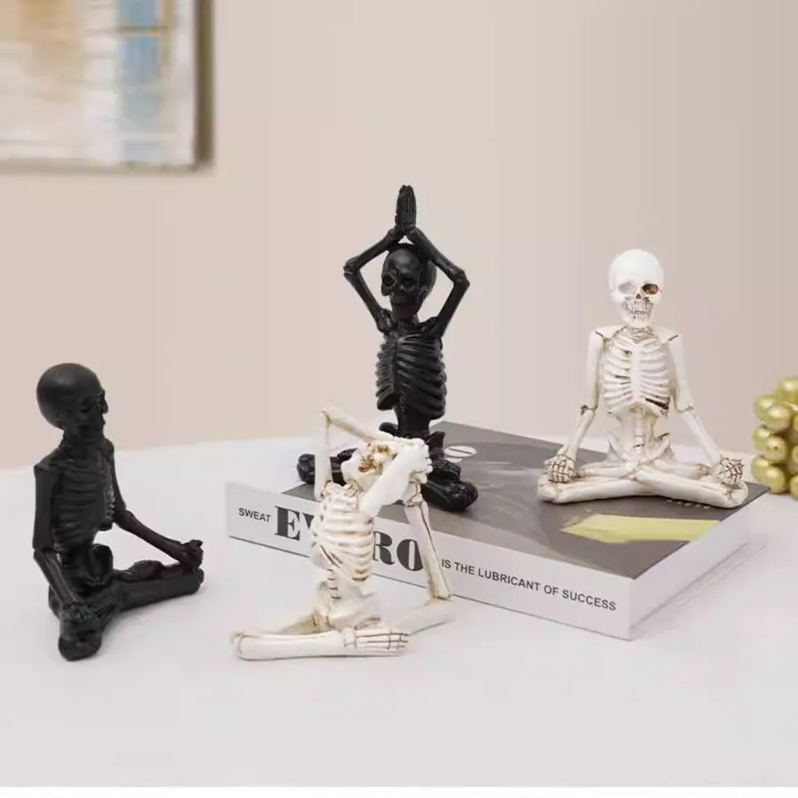 2907BA Cross-Border Hot Sale American Country Skeleton Yoga Character Resin Craft Ornament Halloween Halloween Decoratio — wholesale Seasonal & Holiday by the case