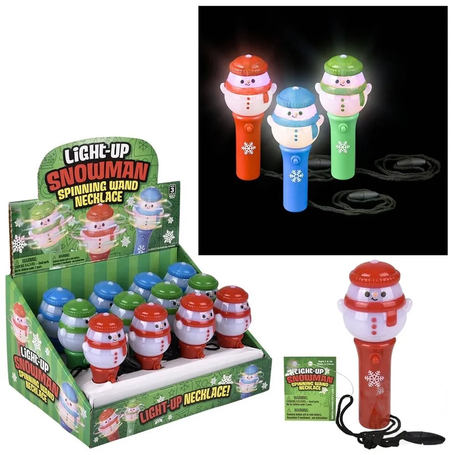 Snowman Light Up Spinning Necklace Kids Toy- Assorted — wholesale Apparel & Accessories by the case