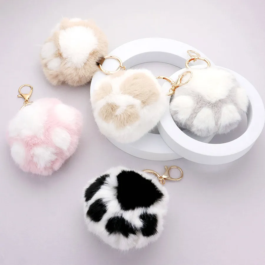 Easter Trendy Faux Fur Paw Keychain - Assorted — wholesale Keychains & Charms by the case