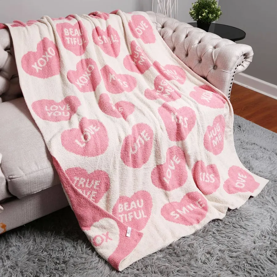Reversible Heart Pattern Throw Blanket - Microfiber, 50x60 — wholesale Home & Décor by the case