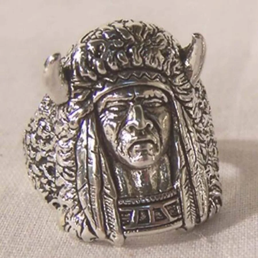 Indian Medicine Man with Horn Head Cover Biker Ring — wholesale More Wholesale Goods by the case