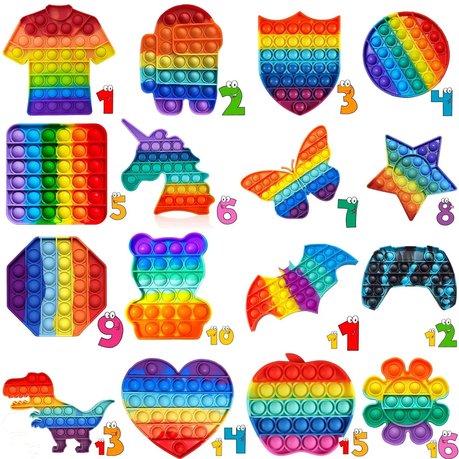 Fidget Sensory Toy Rainbow Mix Pop Its - Assorted Set of 5 — wholesale Fidgets & Sensory by the case