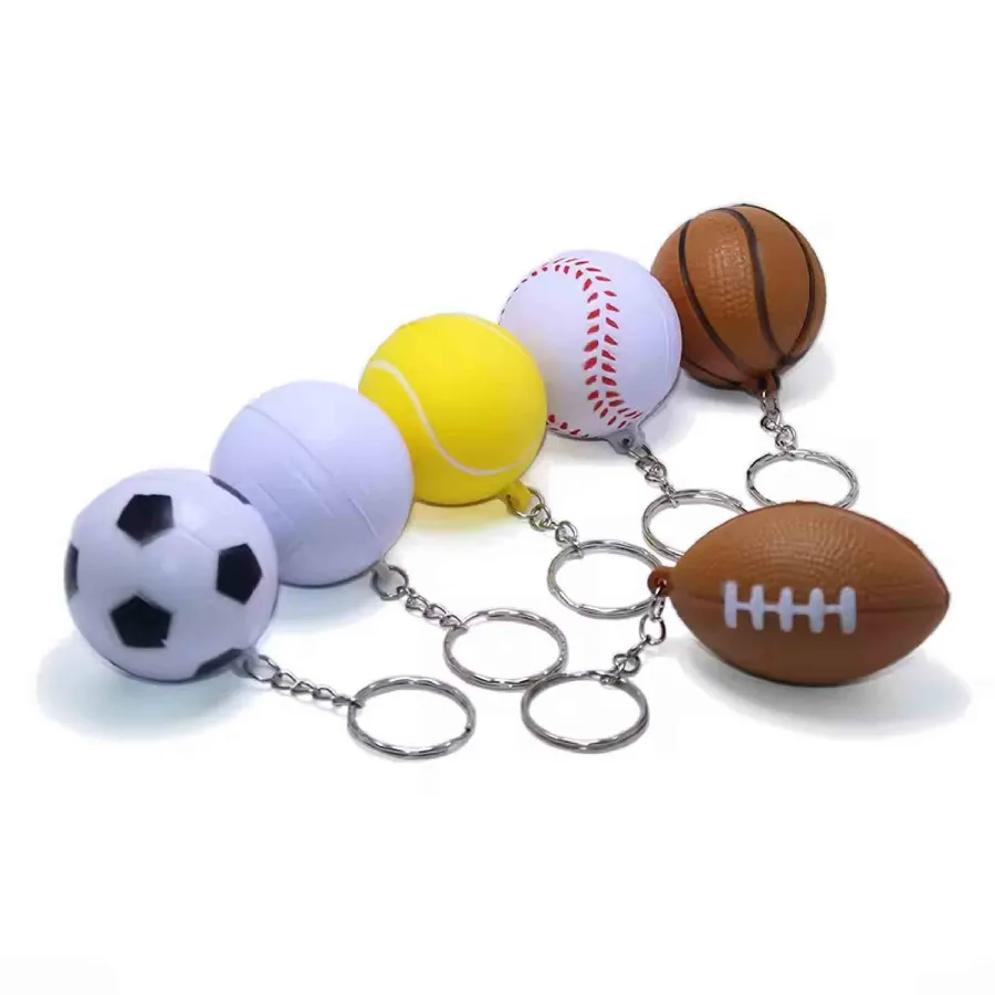 Elastic Football Keychain Assorted — wholesale Keychains & Charms by the case