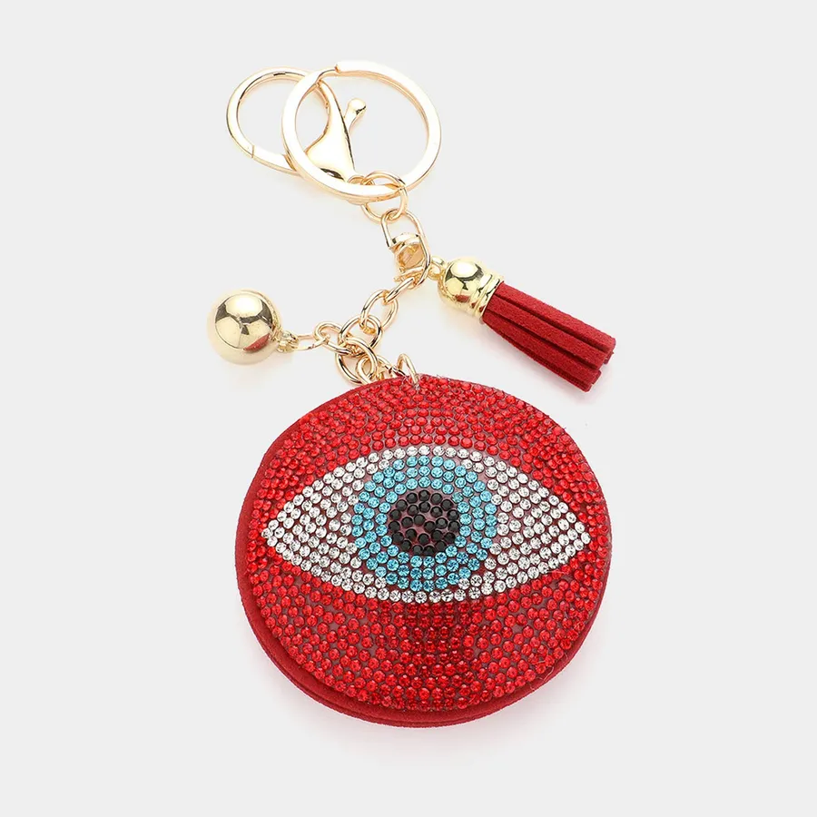 Bling Studded Evil Eye Keychain - Assorted — wholesale Keychains & Charms by the case
