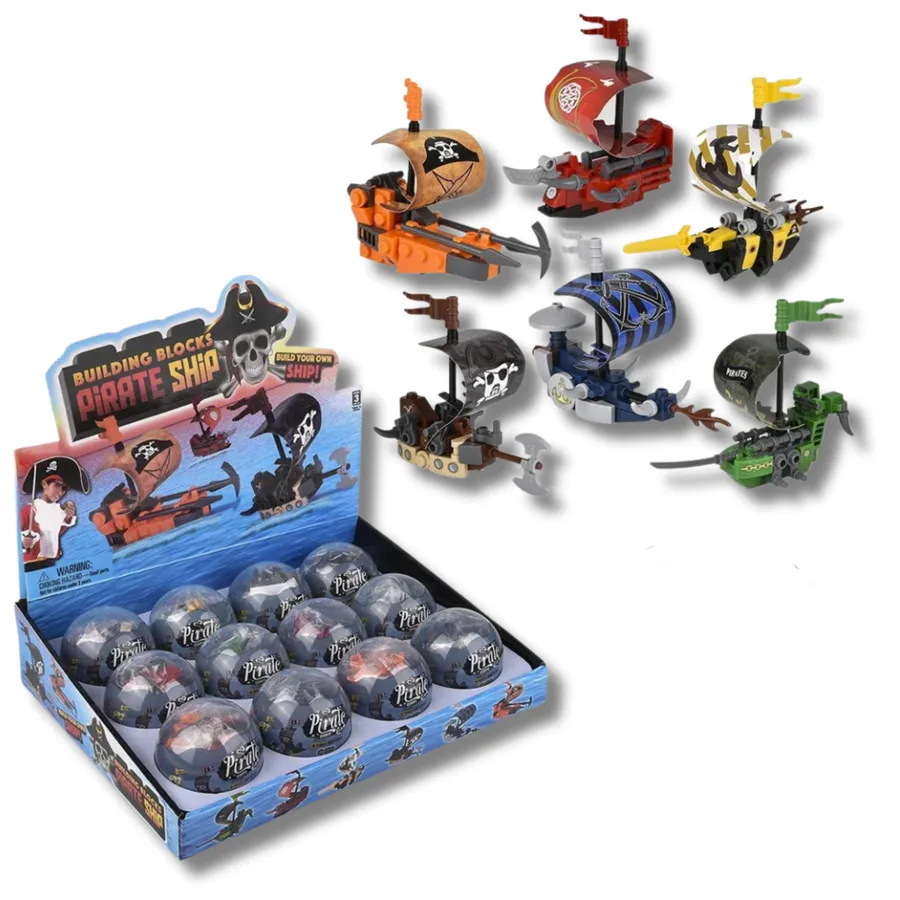 Building Block Pirate Ship Stocking Stuffer Kids Toy — wholesale Toys & Games by the case
