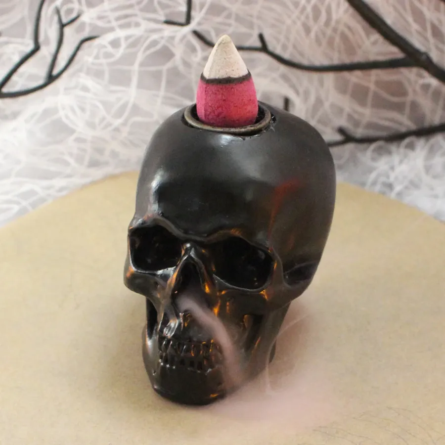 Gothic Skull Backflow Incense Burner – Vintage Resin Decor — wholesale Home & Décor by the case