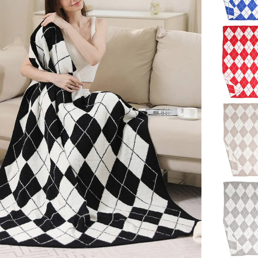 Reversible Throw Blanket - Argyle Microfiber, 50" x 60" — wholesale Home & Décor by the case