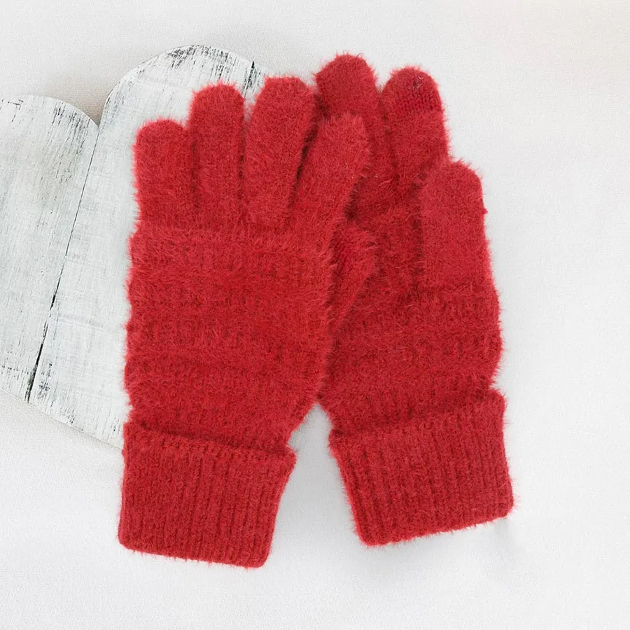 Fuzzy Cable Knit Gloves For Winter - Assorted — wholesale Tech & Gadgets by the case