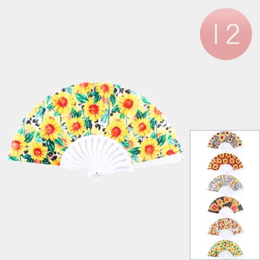 Sunflower Printed Folding Assorted Handheld Fans — wholesale More Wholesale Goods by the case