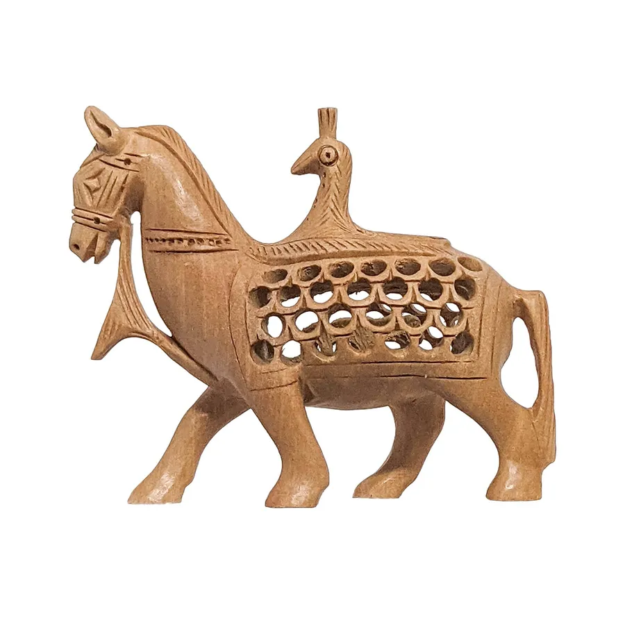 Elegant Wooden Jali Peacock on Horse Sta Keeraft Home Gifts — wholesale Toys & Games by the case