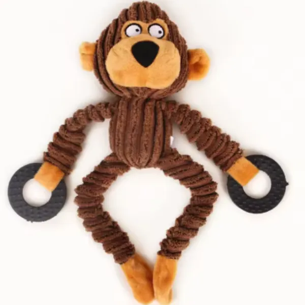 Corduroy Bear Dog Toy with Rings – Plush Chew & Play Toy — wholesale Plush & Squishies by the case