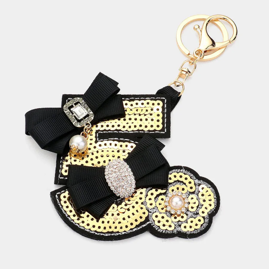 Number Five Pearl Flower Deco Keychain In Bulk — wholesale Keychains & Charms by the case