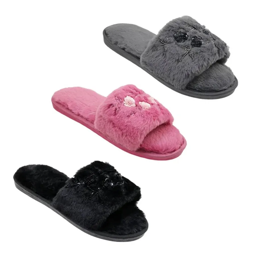 Floral Women's Plush Slippers - Assorted — wholesale Plush & Squishies by the case