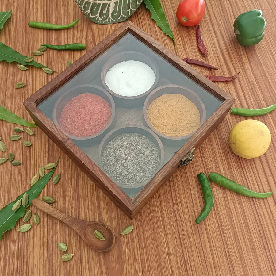 Authentic Sheesham Wood Spice Box Organiser Home Decores — wholesale Home & Décor by the case